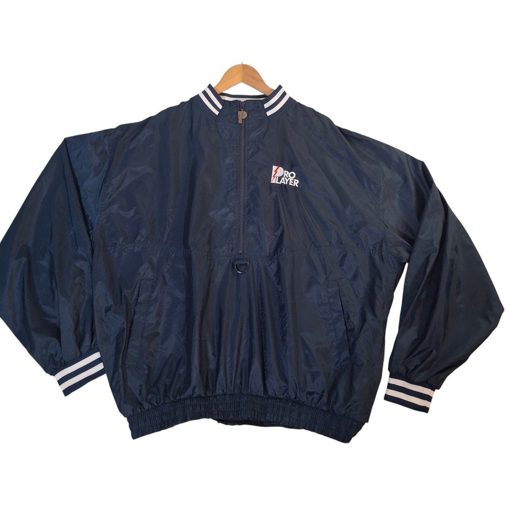 Vintage 90s Pro Layer 1/4 Zip Windbreaker Men's XL Navy Blue Pullover Jacket